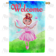 America Forever Pink Fairy Welcome House Flag