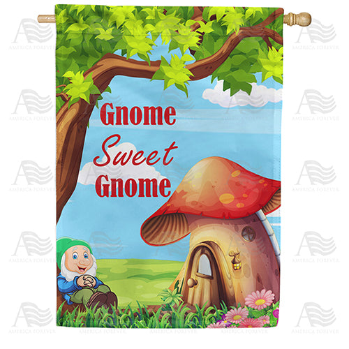America Forever End Of A Gnome Day House Flag