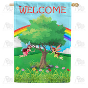 America Forever Rainbow Fairies House Flag