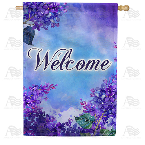 America Forever Purple Flower Welcome House Flag