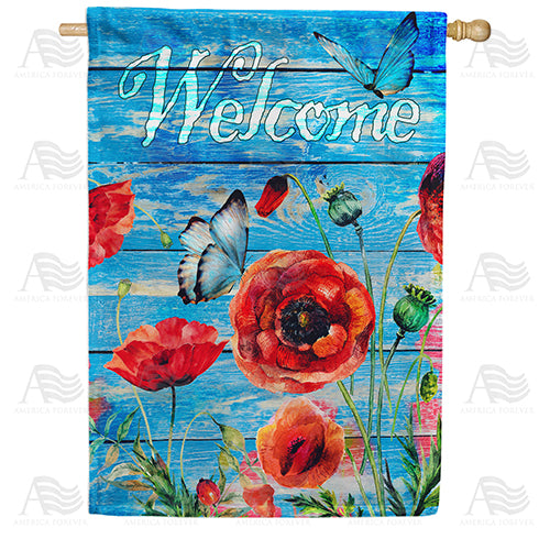 America Forever Blue Barn Blooms House Flag
