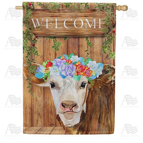 America Forever Brown And White Heifer House Flag