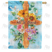 America Forever He Is Risen Wooden Cross House Flag