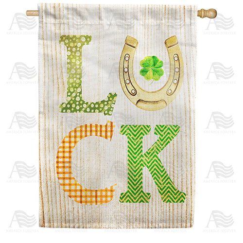 America Forever Lucky St. Patrick's Day Horseshoe House Flag