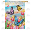 America Forever Spring Floral Butterflies House Flag