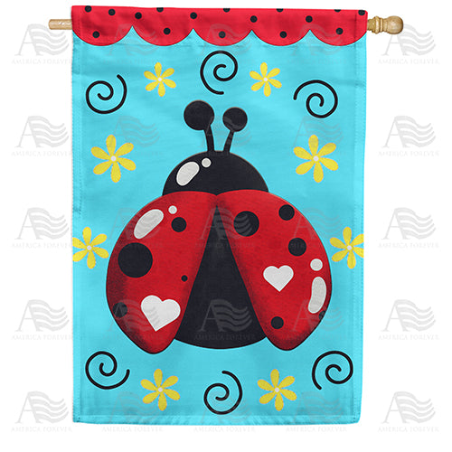 America Forever Ladybug Love House Flag