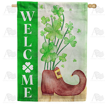America Forever Lucky Shoe Welcome House Flag