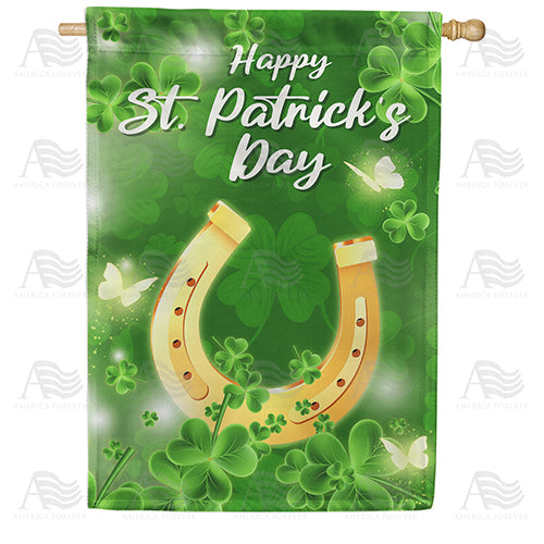 America Forever Lucky Golden Horseshoe House Flag
