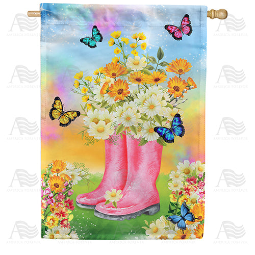 America Forever Boot Blooms House Flag