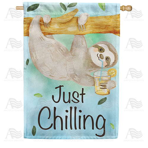 America Forever Just Chilling Sloth House Flag