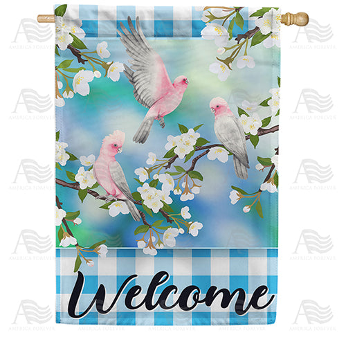 America Forever Birds & Blossoms Welcome House Flag
