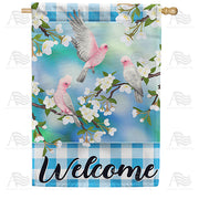 America Forever Birds & Blossoms Welcome House Flag