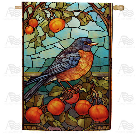 America Forever Bluebird Stained Glass House Flag