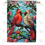 America Forever Colored Glass Cardinals House Flag