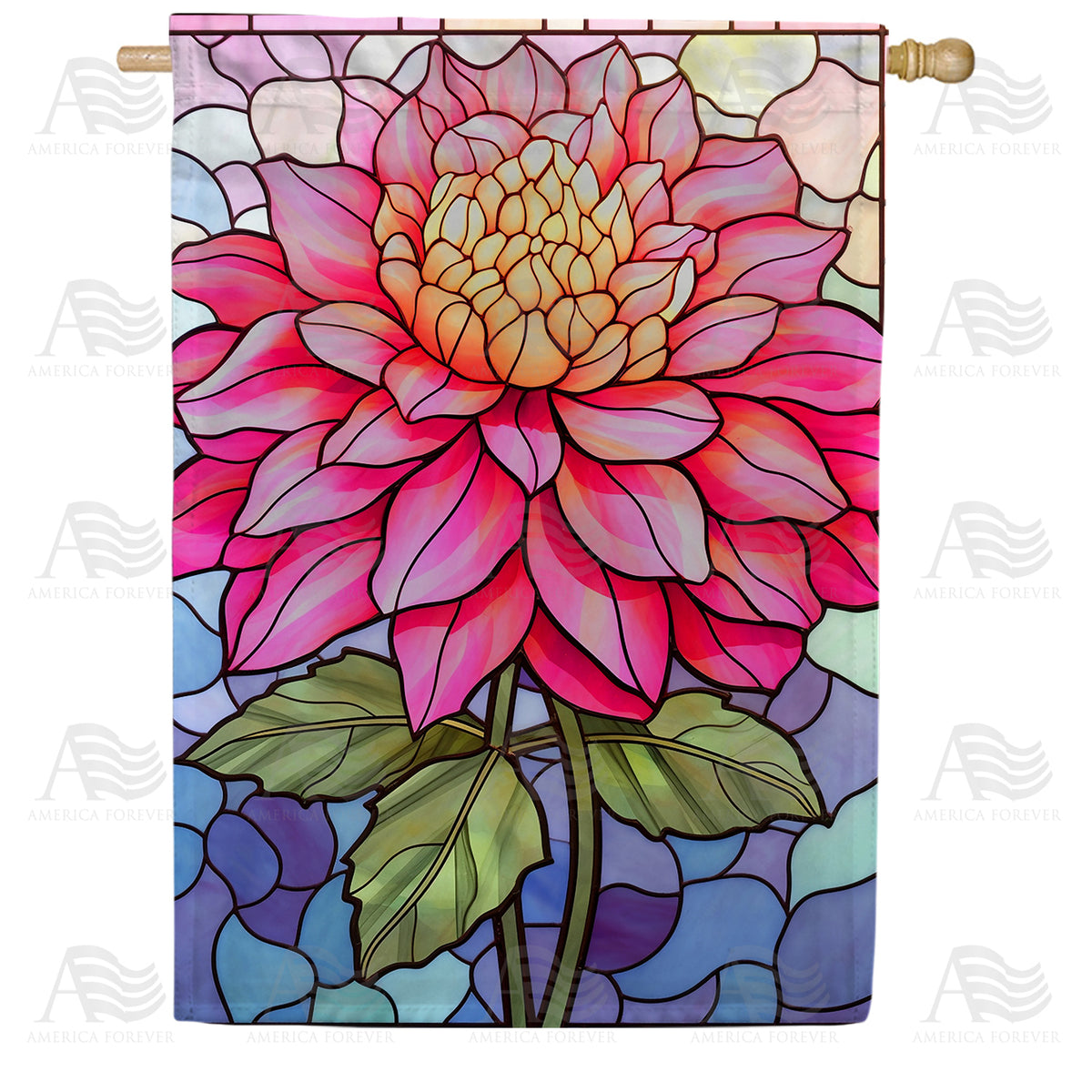 America Forever Radiant Pink Dahlia House Flag