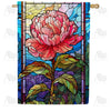 America Forever Pink Flower Stained Glass House Flag