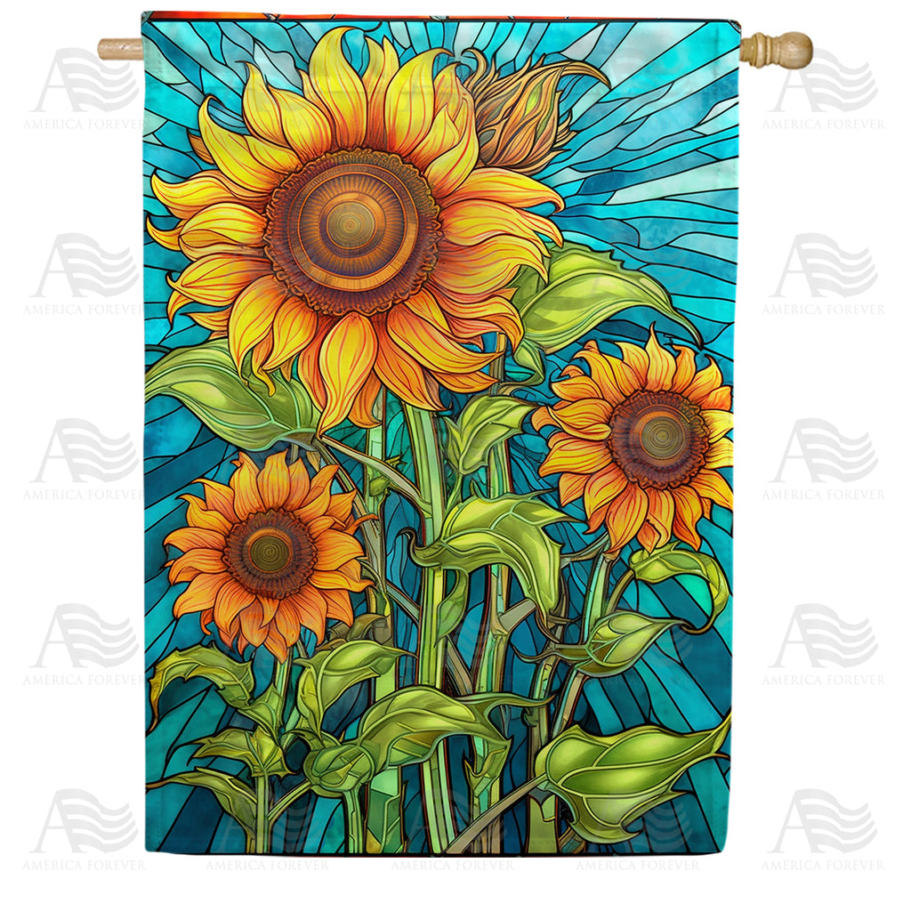 America Forever Sunflower Shine House Flag