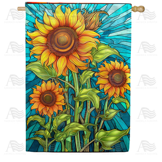 America Forever Sunflower Shine House Flag