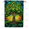 America Forever Tree Of Life Stained Glass House Flag