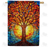 America Forever Autumn Tree Blaze House Flag