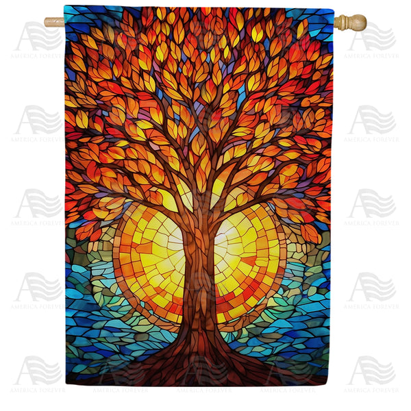 America Forever Autumn Tree Blaze House Flag