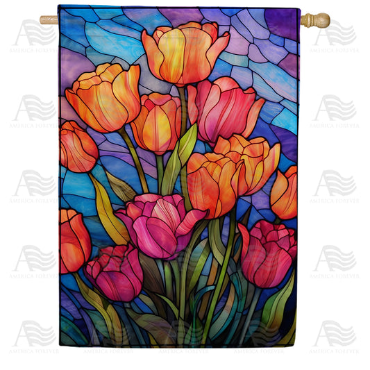 America Forever Glorious Tulips House Flag