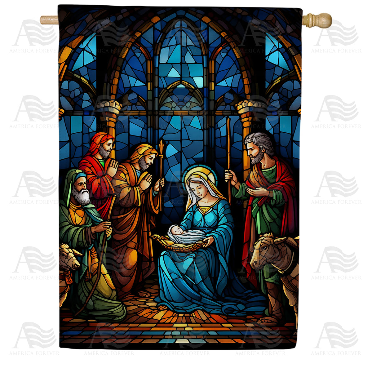 America Forever Holy Birth Stained Glass House Flag