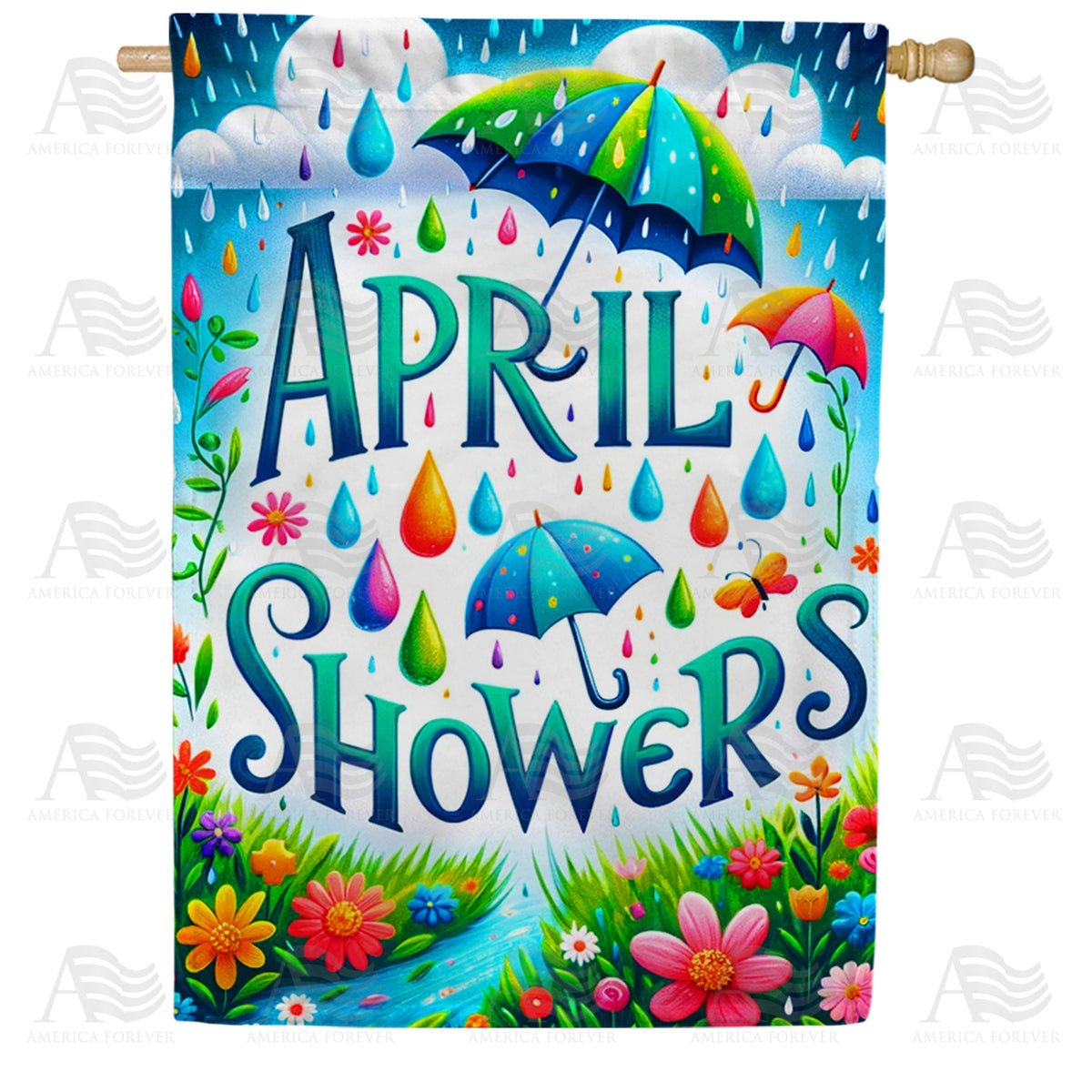 America Forever April Showers House Flag