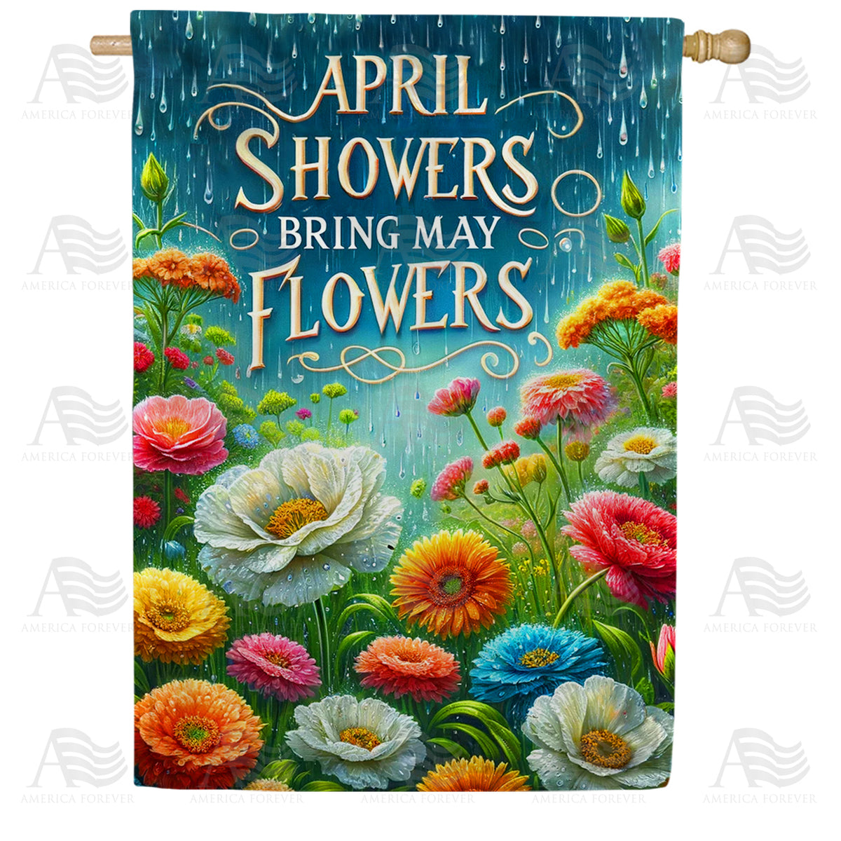 America Forever May Flower Blooms House Flag