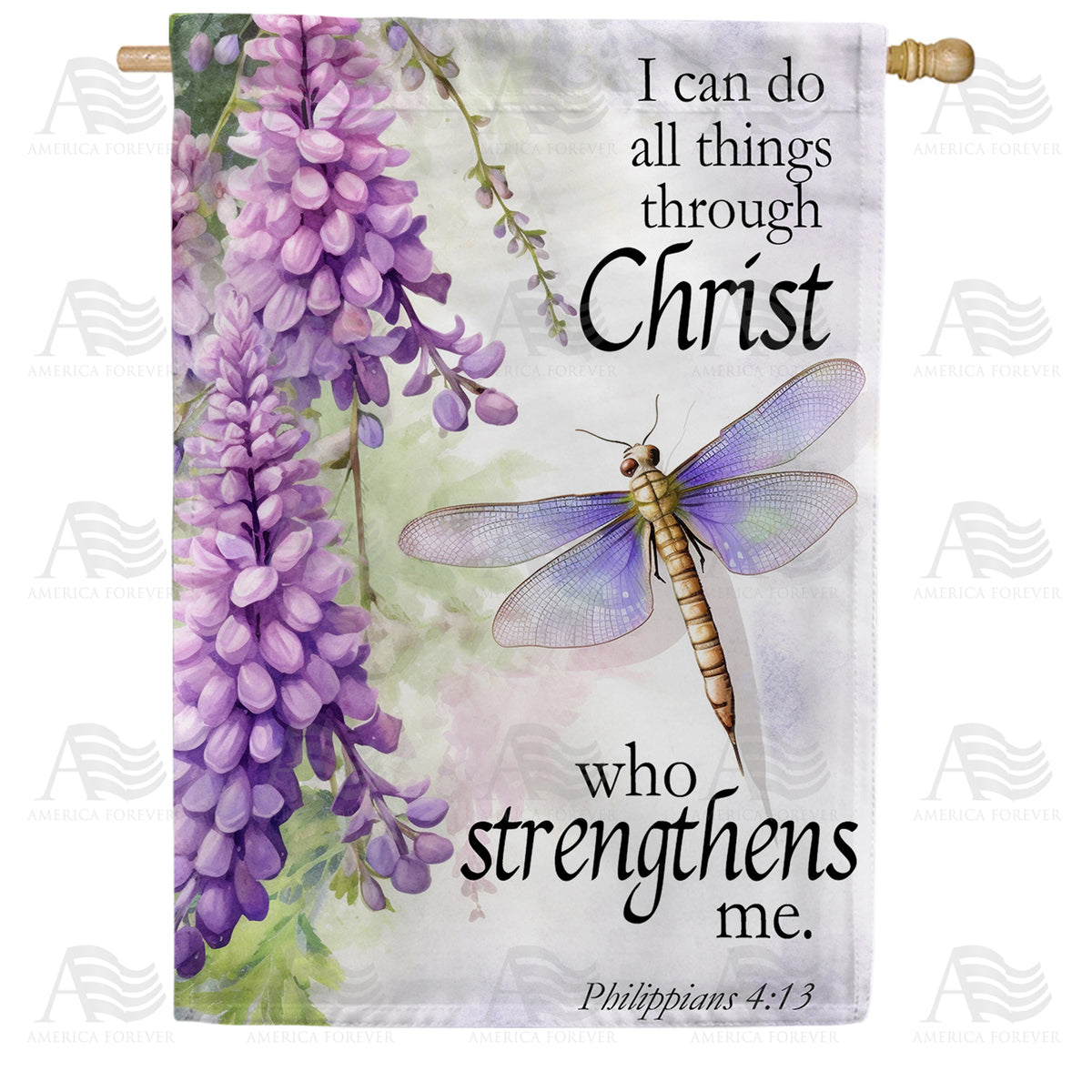 America Forever All Things Through Christ House Flag