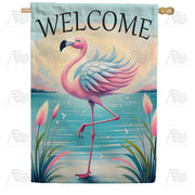 America Forever Elegant Flamingo Welcome House Flag