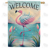 America Forever Elegant Flamingo Welcome House Flag