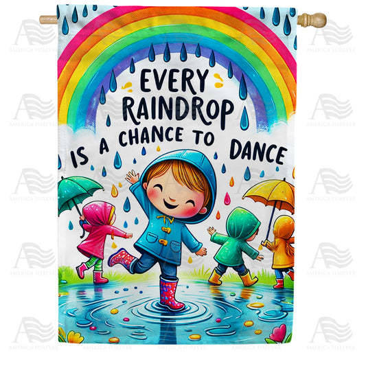 America Forever Joyful Raindrops House Flag