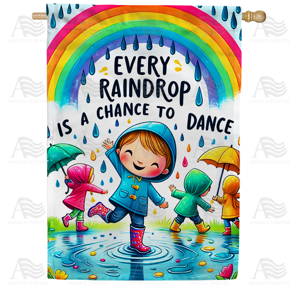 America Forever Joyful Raindrops House Flag