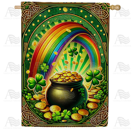 America Forever Leprechaun's Treasure House Flag