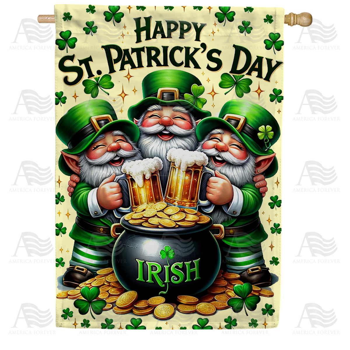 America Forever Leprechaun Trio Festivities House Flag
