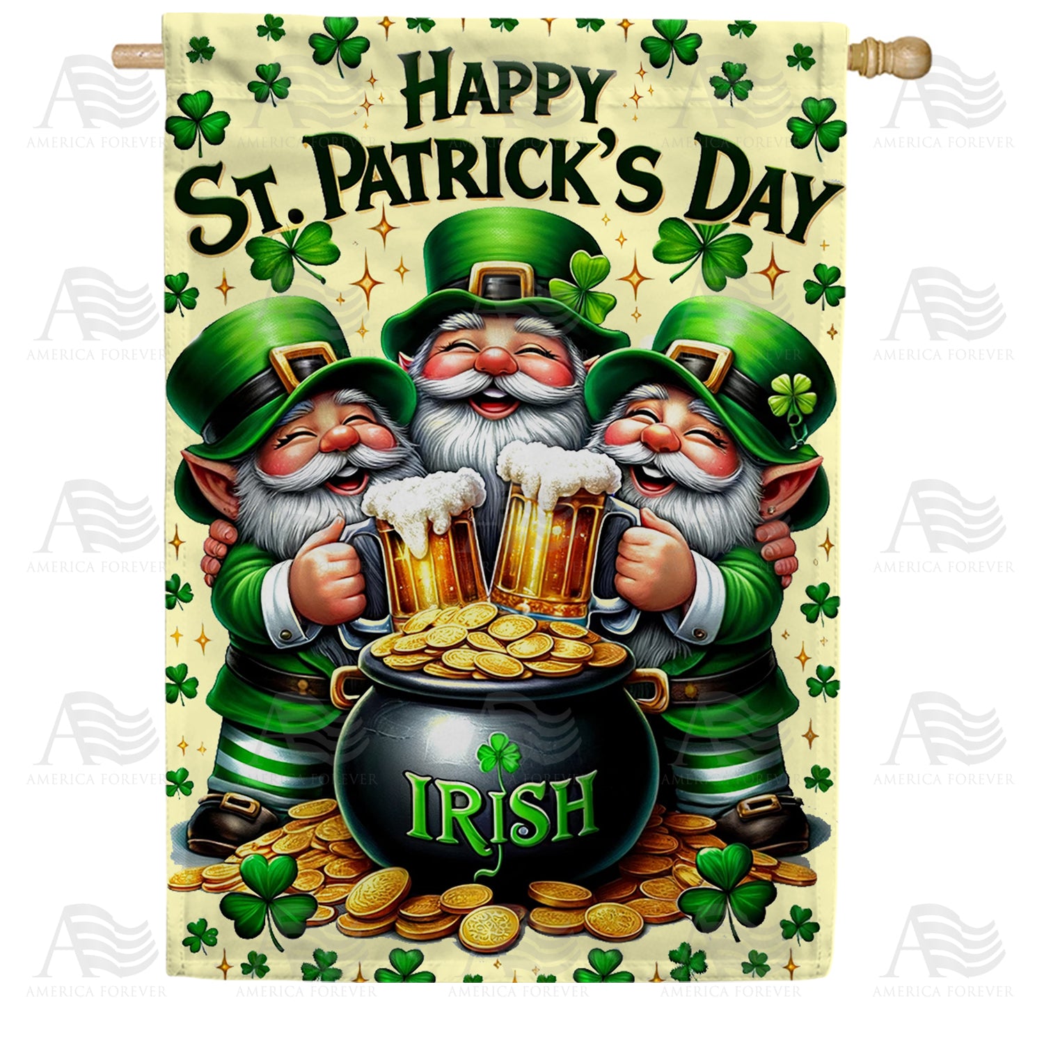 America Forever Leprechaun Trio Festivities House Flag