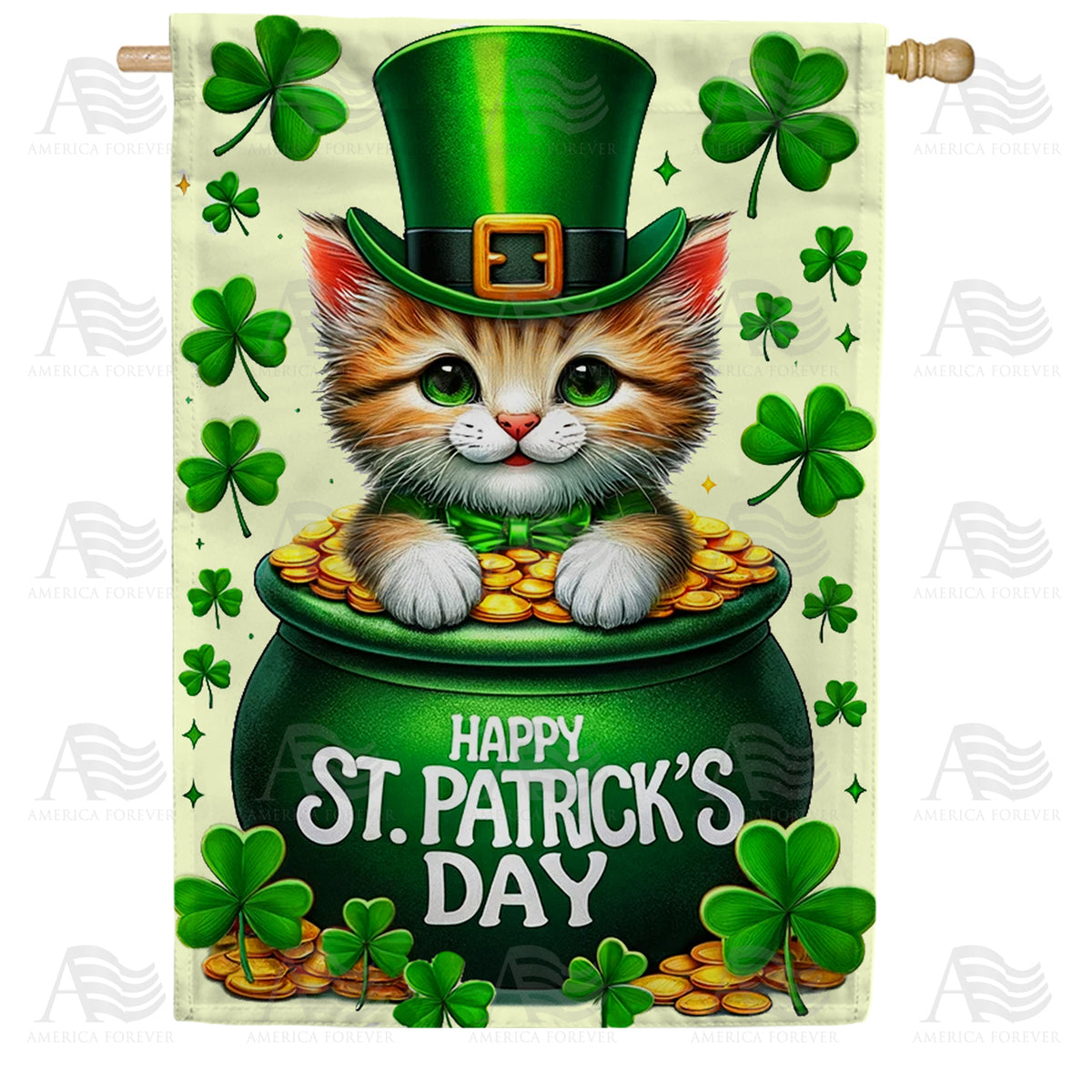 America Forever Emerald Paws Pot O' Gold House Flag