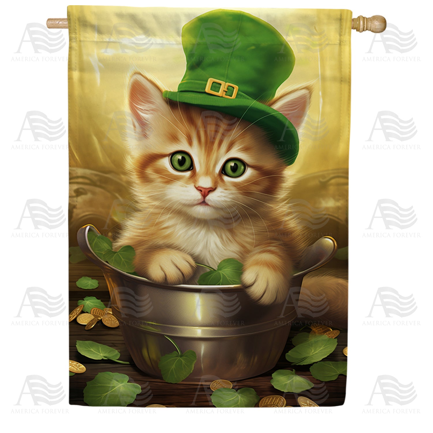 America Forever Lucky Charm Kitty Delight House Flag