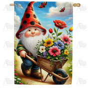 America Forever Joyful Gnome Gardener House Flag