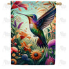 America Forever Hummingbird Floral Paradise House Flag