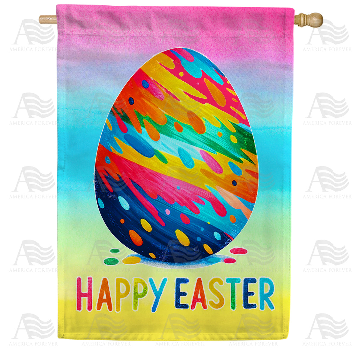 America Forever Colorful Easter Egg Celebration House Flag