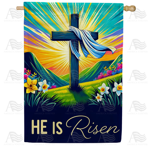 America Forever Resurrection Morning Cross House Flag
