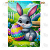 America Forever Cheerful Bunny with Easter Egg House Flag