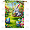 America Forever Bunny on Swing with Easter Eggs House Flag