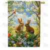 America Forever Bunnies Amidst Spring Blossoms House Flag