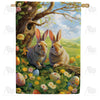 America Forever Twin Bunnies with Easter Eggs House Flag