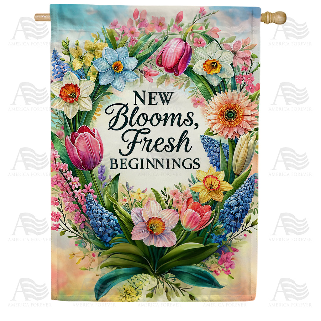 America Forever Floral Wreath New Beginnings House Flag