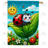 America Forever Cheerful Ladybug and Sunny Sky House Flag
