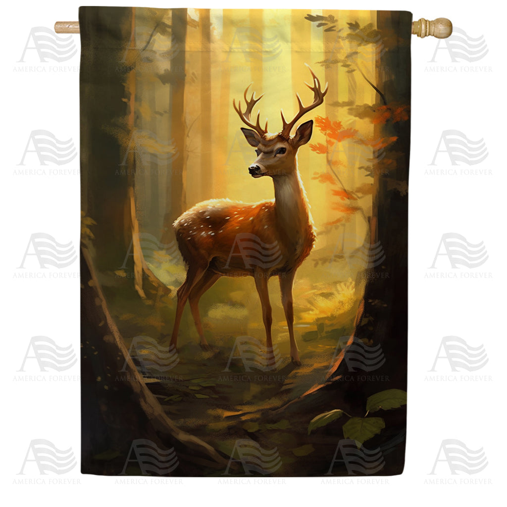 America Forever Stag in Golden Forest Light House Flag